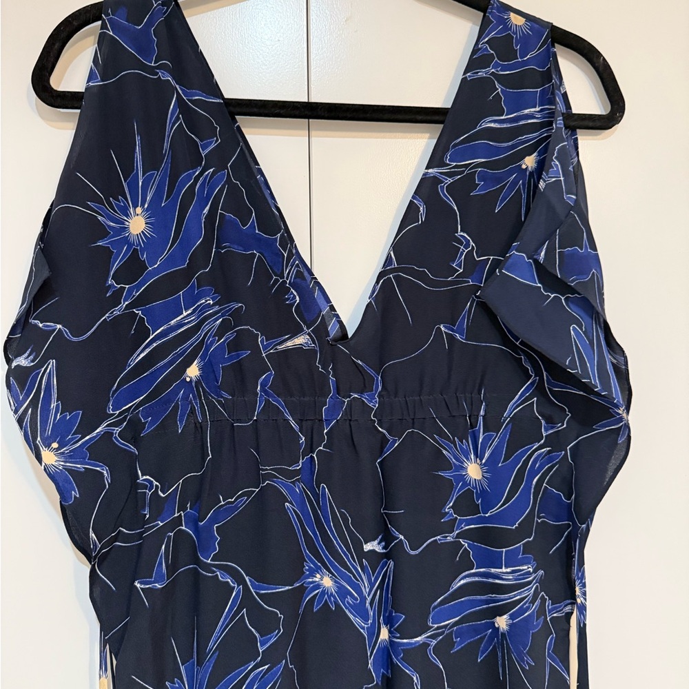 Club Monaco Navy Backless Floral Dress